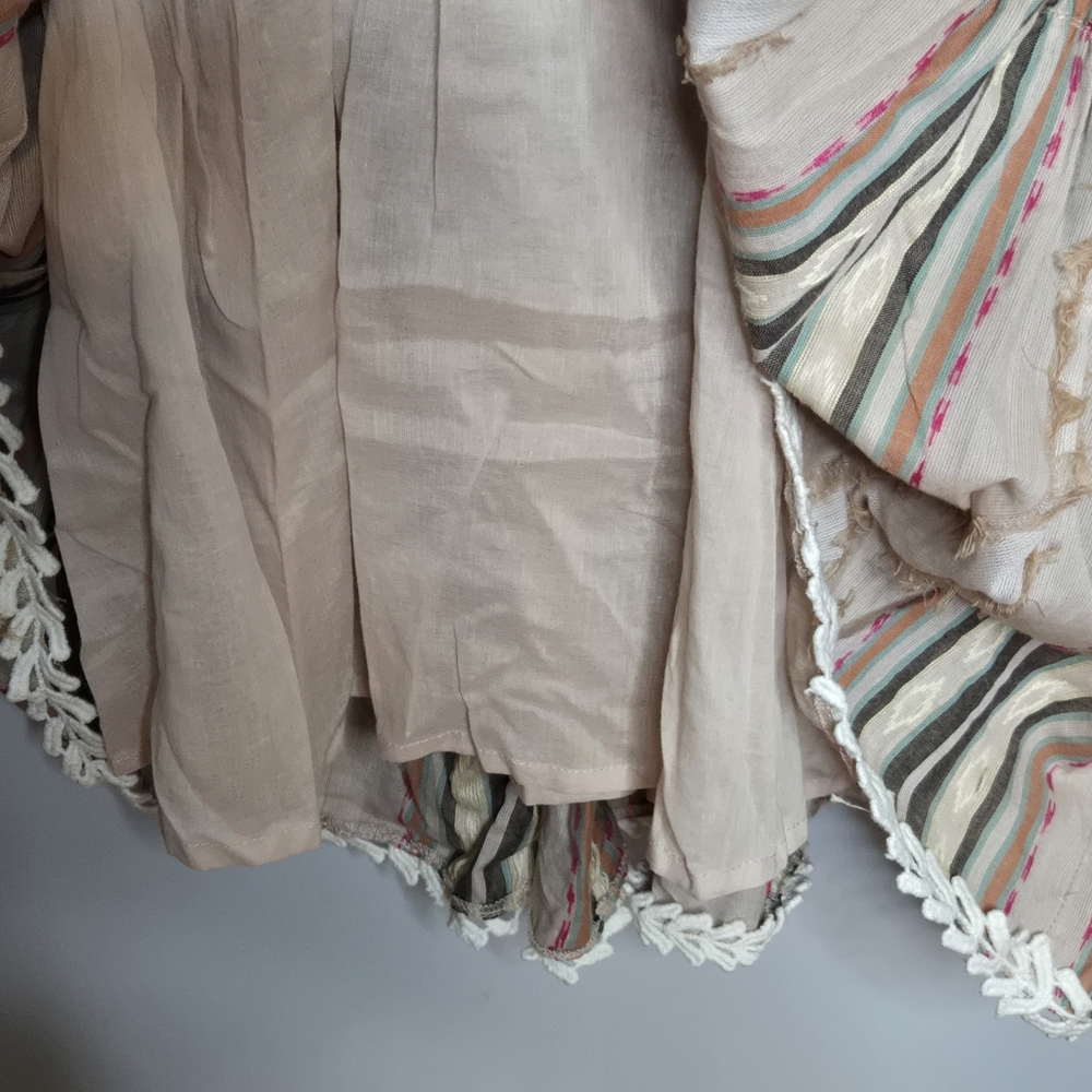 Anthropologie Hemant & Nandita‎ Pixie Boho Printed Fringe Long Maxi Dress Large - Picture 7 of 12